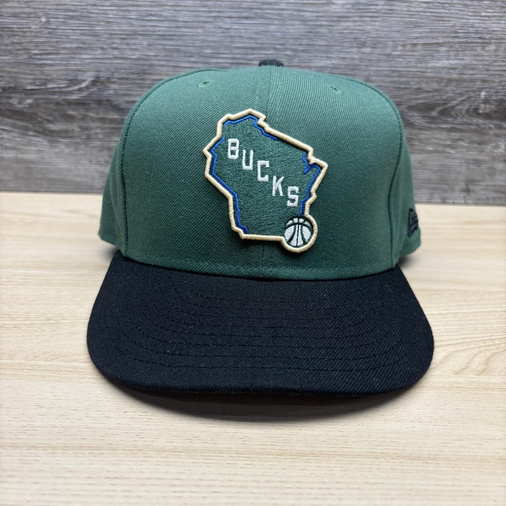 Milwaukee Bucks Hat Cap Snap Back Mens One Size Green NBA Basketball New Era